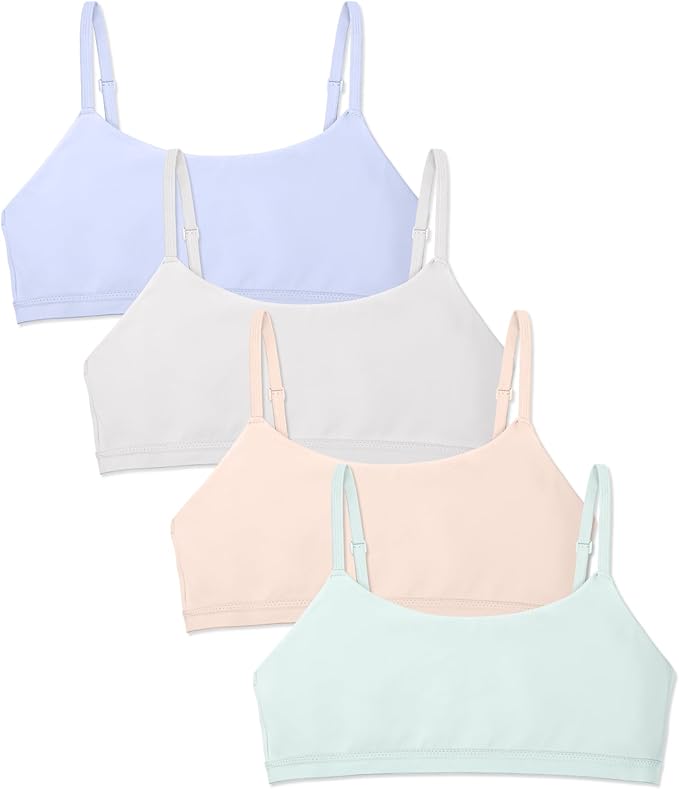 Sascina Girls Soft First Bra With Natural Fit, Training Bras For Girls 7-8, 8-10, 10-12 Cami With Double-Layer Lined Fabric