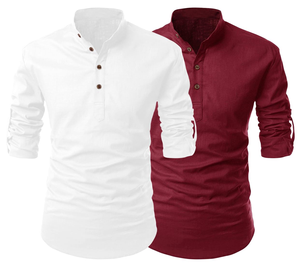 finivo fashion Combo of Men's Cotton Blend Solid Regular Fit Full Sleeve Straight Short Kurta Shirt, Casual and Formal Wear-picture-12
