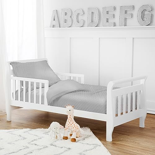 American Baby Company Heavenly Soft Minky Dot Chenille Toddler Bedding Set, Gray, 4 Piece, for Boys and Girls