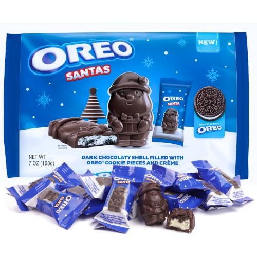 Frankford Oreo Cookies and Crème Santa Holiday Candy Bag | 7 Ounces, Dark Chocolatey Shell, Cream Filled Centers, Stocking Stuffer Candies