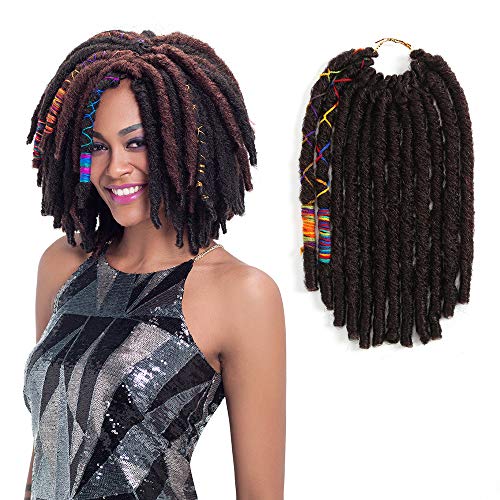 FASHION IDOL 12 Inch Goddess Locs Crochet Hair Pre-looped Faux Locs Crochet Dark Wine Straight Twist Dreadlocks Kanekalon Crochet Braids Hair Extensions For Black Women 6 Packs (99J)