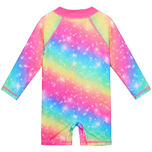 Image of HUAANIUE Toddler Girl Swimsuit Long Sleeve UPF50+ Sun Protection