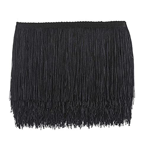 AWAYTR 10 Yards Sewing Fringe Trim - 4in Wide Tassel for DIY Craft Clothing and Dress Decoration (Black 4 Inches Wide)