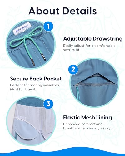 maamgic Mens Swim Trunks 9 Inch with Mesh Lining Bathing Suit Stretch Board Shorts with Zip Pockets for Swimming3