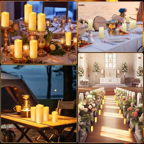 Image of Enpornk Set of 24 Flameless Led Battery Opeated (D2.2'' x H4''5''6'') Waterproof Outdoor Indoor Candles with 10-Key Remotes and Cycling 24 Hours Timer