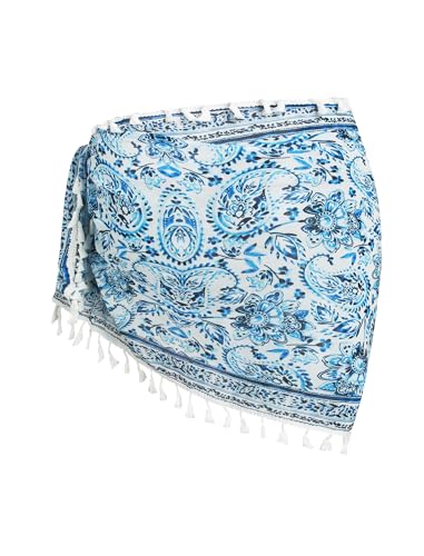 Image of ZAFUL Women's Sarong Coverups Beach Wrap Sheer Bikini Cover Up Mini Skirt | Wraps Swimwear, Cover Ups for Swimwear, Multi-Wear, Texture, Floral
