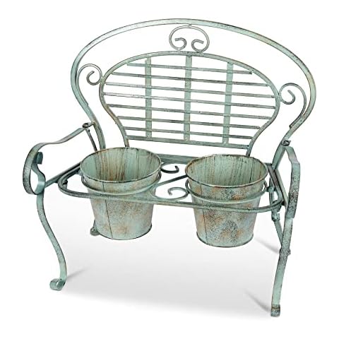 AuraHome Vintage Wrought Iron Bench Planter Cover