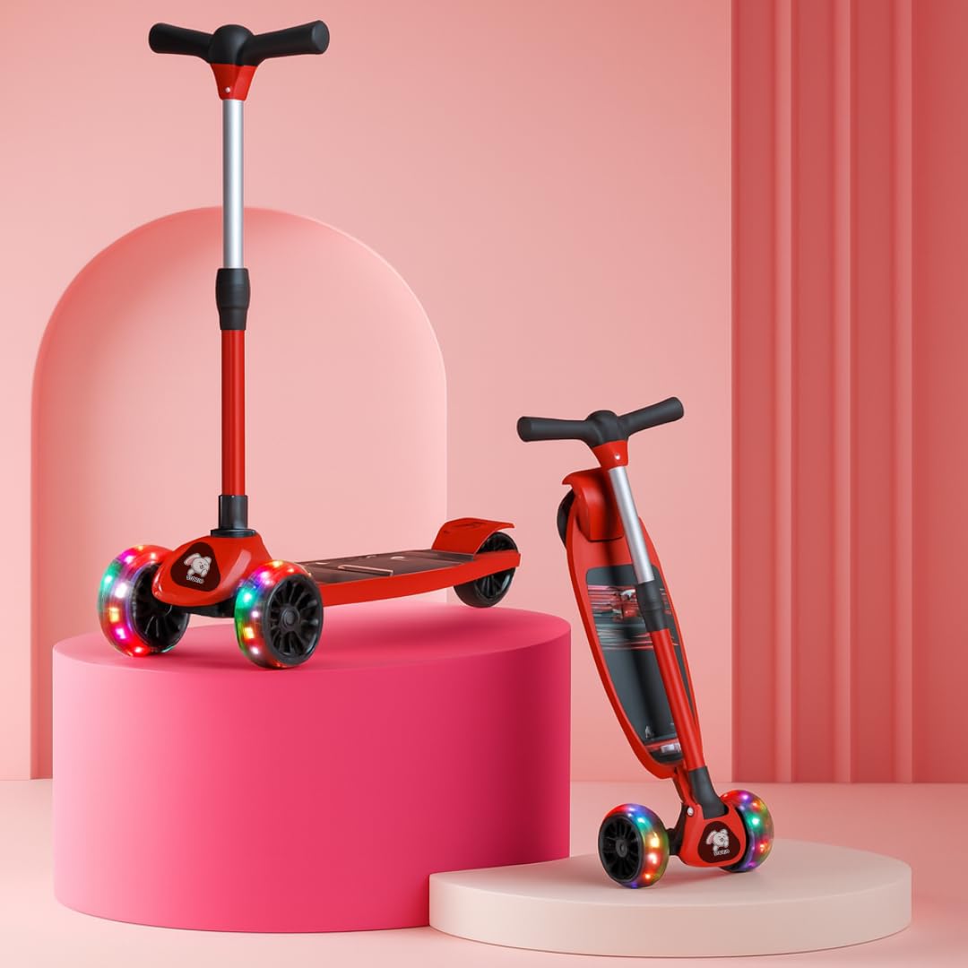 Storio Kick Scooter with Adjustable Height|Foldable Scooter|Skate Scooter for Kids with PVC Wheel|Age Upto 2-12 Years- Max User weight-60 kg, Red & Black-image-29