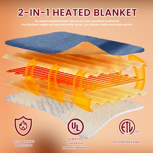 JKMAX Heated Electric Blanket Full Size - 72"x84" Flannel Heating Blanket with 10 Heating Levels & 5 Time Settings Over-Heat Protection, Winter Warmer for Adults with ETL Certification(Light Blue)