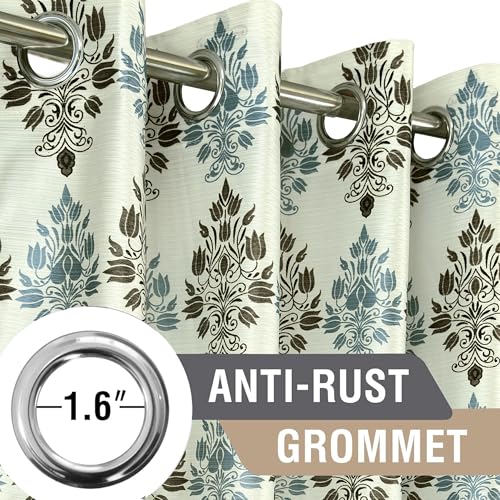 Image of Cortina Polyester 75% Blackout Curtains Set of 2 Floral Print | Grommet Eyelet Window Curtains for Living Room, Bedroom & Kids Room | Light Filtering Drapes for Privacy (White, 5 FT)