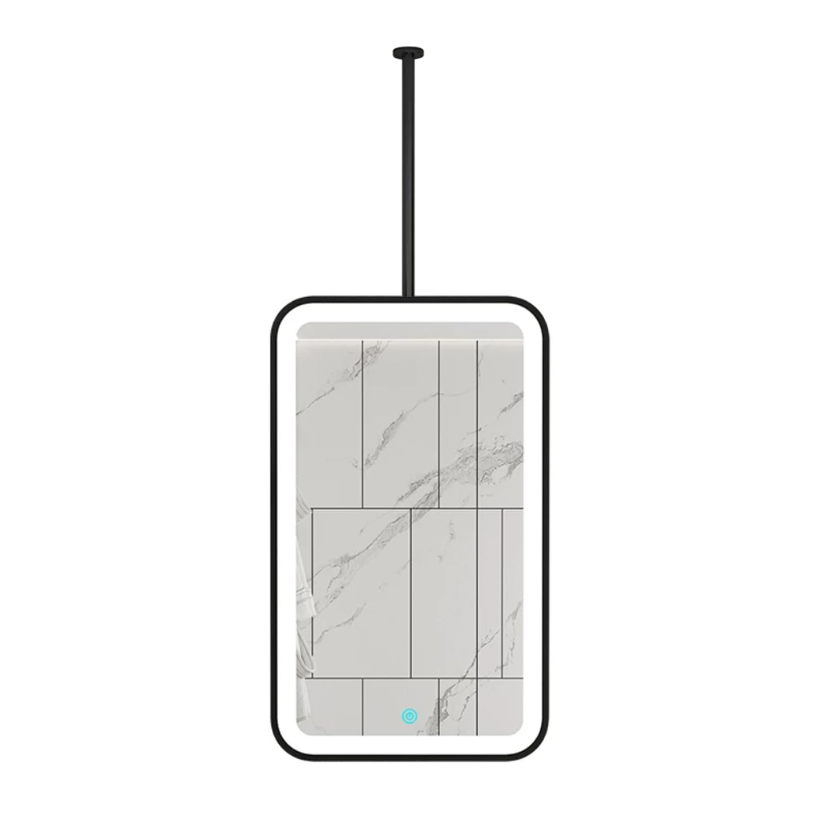 FGXHHS Black LED s Wall Mounted Rectangle Mirror，Modern Decorative Mirror Floating HD Glass Vanity with Hanging Rod for Restroom，Entrance，Shop，Hotel(40cmx70cm)