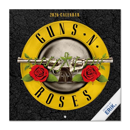 Grupo Erik Calendario 2026 pared Guns N Roses - Almanaque pared 2026 : Planificador mensual Con espacio para Anotar, Ilustraciones y Fácil de colgar (30x30cm)
