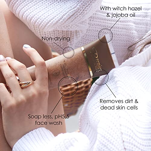 Premier Dead Sea Exfoliating Face Scrub & Face Wash Classic Para-Pharmaceutical Micro Grains Face Scrub Face Cleanser Witch Hazel Jojoba Oil Skin Care Non-Drying Aromatherapy Scientific Concept 4.25Fl #TOP3