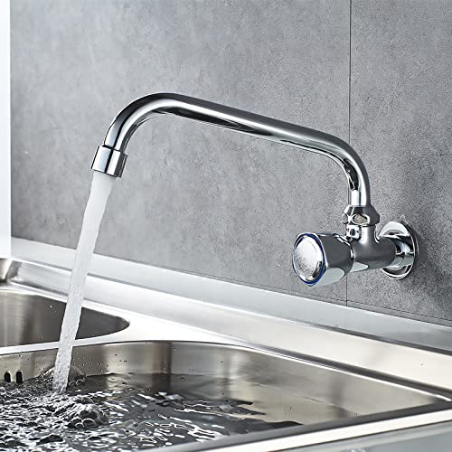 Ibergrif-M18654-Ballet-Cocina-de-Solo-Agua-Frio-Grifo-Giratorio-de-Pared-Cromo-Plata