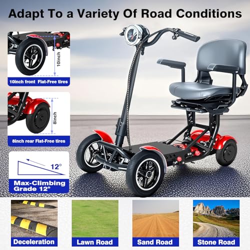 Image of Mobility Scooters for Seniors & Adults- 4 Wheel Foldable Portable Electric Scooter, 500W Dual Motor, 30-Mile Range, 11 MPH, All-Terrain Lightweight Folding Mobility Scooter Lightweight for Adults