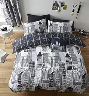 Catherine Lansfield Citylife Easy Care Double Duvet Set Grey