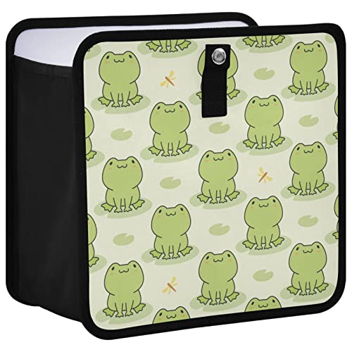Image of Cute Frog Car Trash Can, Foldable Hanging Car Trash Bag, Funny Animal Green Small Waterproof Car Accessories Garbage Bin