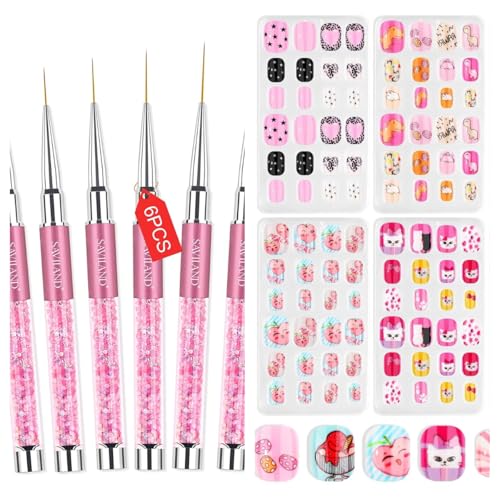 Set de 6 pinceles para nail art y uñas postizas para niños miniatura 1