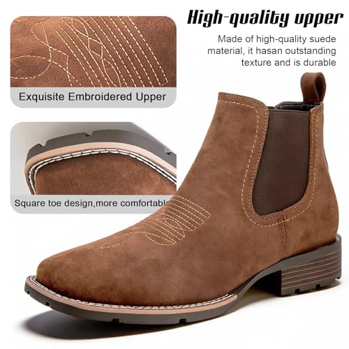 Image of Men's Chelsea Boots Suede Ankle Boots - Comfortable Slip-On Dress Boots for Casual & Work