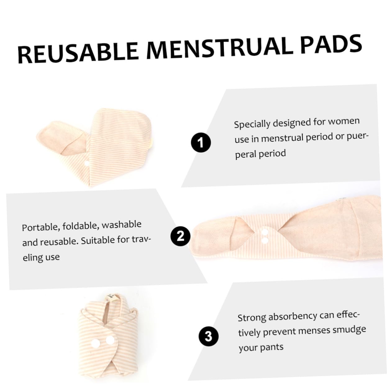 MAGICLULU 4 Piezas almohadillas mamá compresas menstruales reutilizables diarios Toalla sanitaria lavable toalla higiénica portátil toalla sanitaria tela Núcleo central