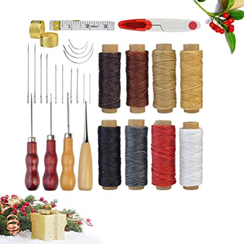 Kit de ferramentas de artesanato de couro da Exceart, ferramentas de costura à mão de couro, com agu