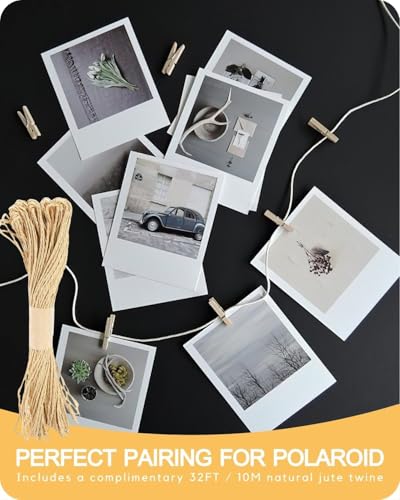 52 Stück Mini Holzklammern,3CM Wäscheklammern Holz,mit 10M Jute Twine,Natur Holzklammern Klein,Deko Wäscheklammern, Natürliche Zierklammern-für Fotos, Fotowand, Postkarten, Briefen(3×0.7cm)