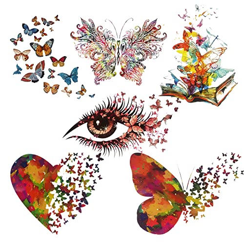 Woohome 6 PCS Patch Thermocollant Papillon Autocollant Patchs de Transfert Patchs de Transfert de Chaleur pour T-shirt Jeans Sacs à Dos Robe DIY Art Décoration