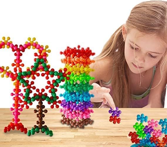 100 pcs Building Blocks Kids Educational Toys, Star Shape Interlocking Solid Plastic for Preschool Kids Boys Girls Aged 3+ Year, Safe Material Creativity Kids Toys