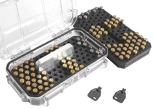 Case Club 204 Round 9mm Waterproof Long Term Storage Case with Silica Gel Dessicant & Clear Lid for Easy View (Lockable)
