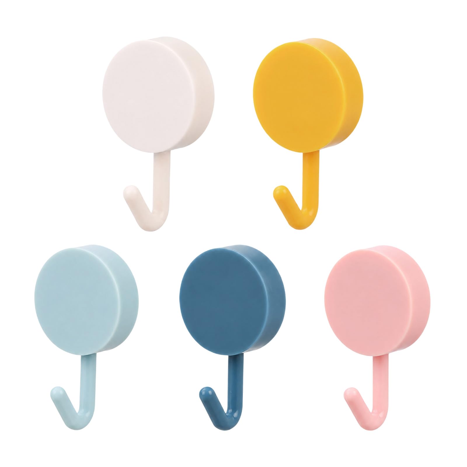 QIHAWN 5Pcs Colourful Self-Adhesive Wall Hooks, No Drill Heavy Duty Home