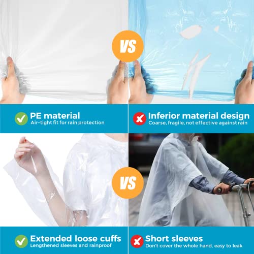 BFONS 5-6pcs Disopable Rain Ponchos for Adults,Ponchos Adults for Men and Women with Hood,Waterproof Rain Ponchos Raincoat 6
