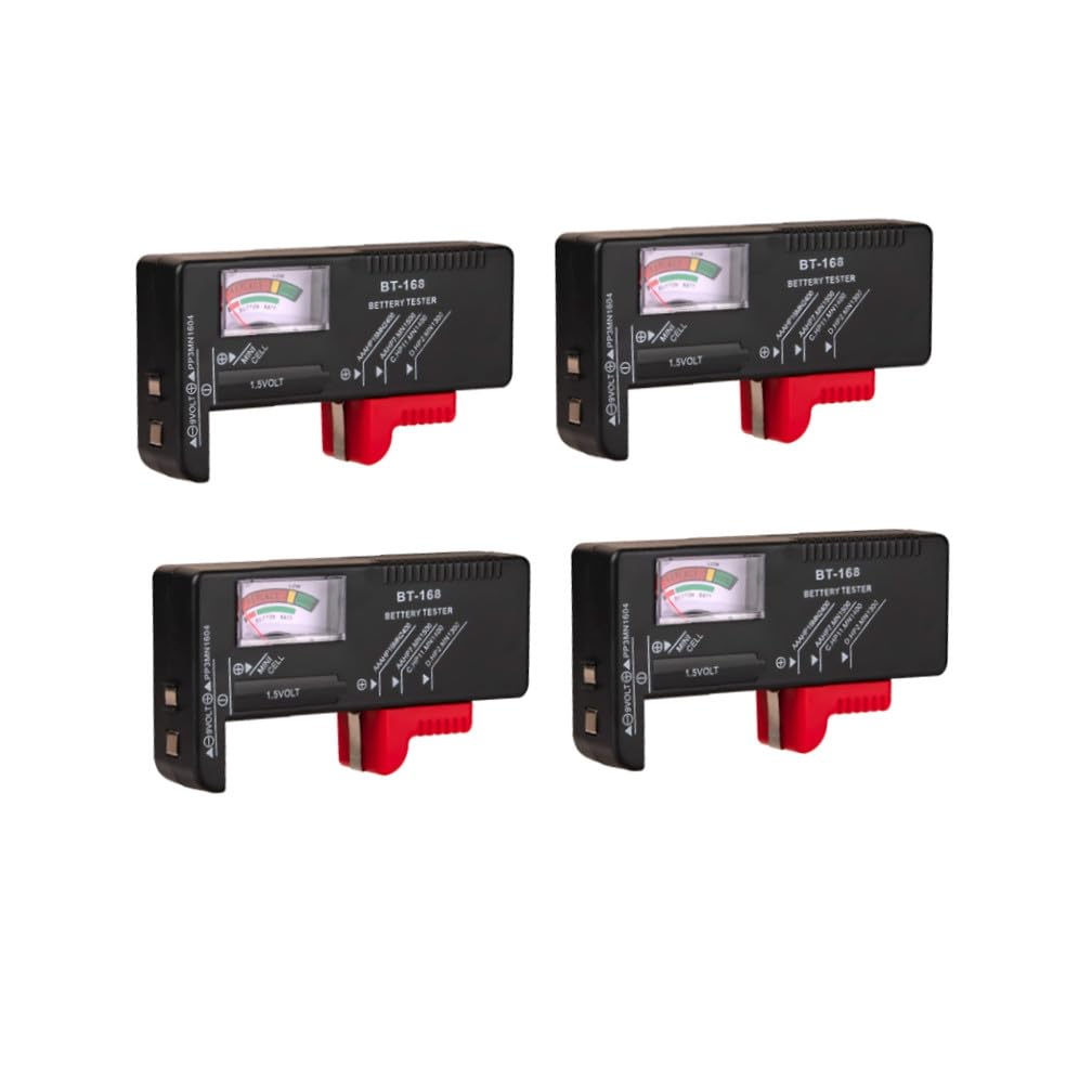 Uonlytech 4pcs Portable Battery Tester Voltage for Aa AAA Button Cell Accurate Battery Capacity Checker for Home Use