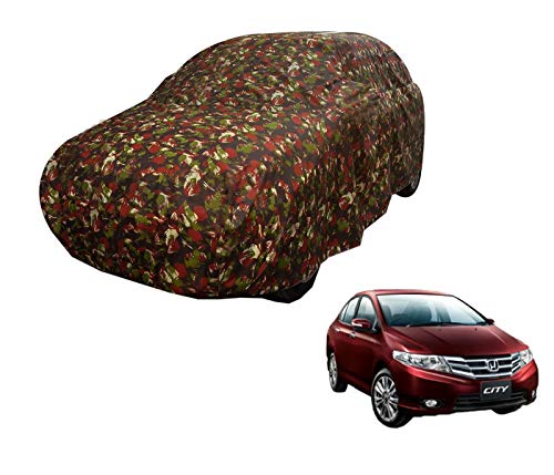 Image of Auto Hub Car Cover Compatible with City (Model : 2008-2019) with Weather Proof, Triple Stitched, City Car Cover Jungle Look