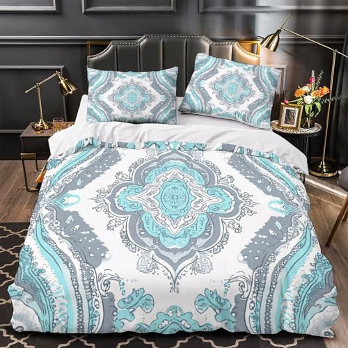 Housse de couette imprimé 3D microfibre double avec fermeture éclair pratique