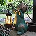 JOYBEE Garden Statues Cat with Solar Lantern Outdoor Decor-Cat Solar Figurines Lights Decorations for Patio Yard Lawn Ornaments-Gifts for Birthday Easter Housewarming