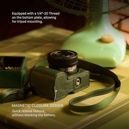 Funda de Cuero para Cámara Sony ZV-E10 II Verde miniatura 2