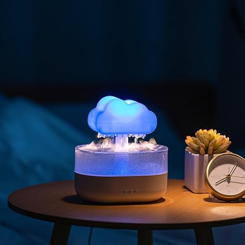 Pioggia Nube Umidificatore Luce Notturna 200ML Oli Essenziali Aroma Diffusore Con Gocce D'acqua E Luce Notte Colorato Umidificatore Fungo
