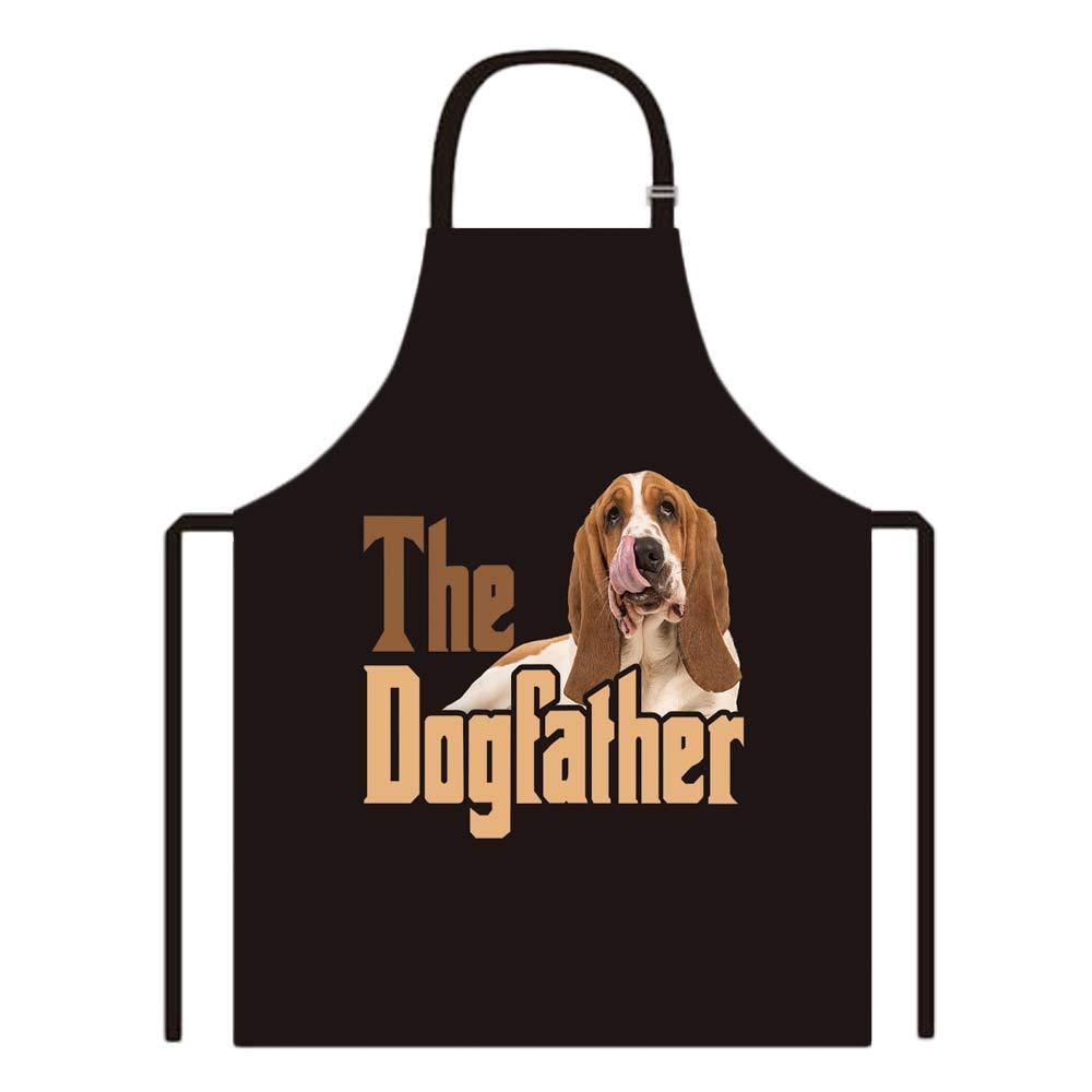 BAGEYOU Dog Father Apron with Basset Hound Chef Kitchen Cooking Apron for Men Women