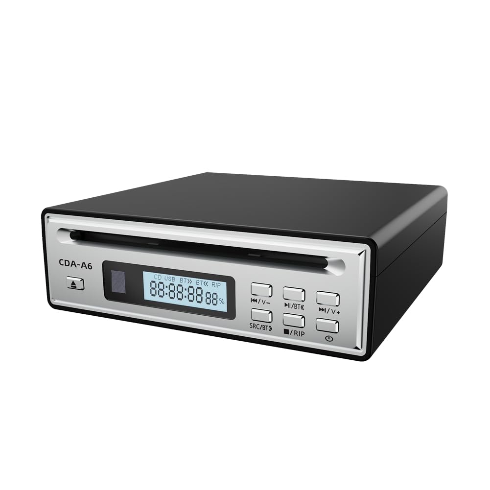Hi-Fi-CD-Ripper-Player mit One-Touch-WAV-Ripping-Funktion, Bluetooth-Konnektivität, USB-Unterstützung und Optischen/AUX-Ausgängen