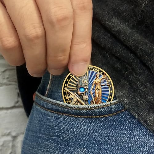 Police Challenge Coin 법 집행 서비스 및 무결성 메달리온 Thank You for Your Dedication Token 경찰관 재향 군인 및 가족을 위한 감사 선물(스컬 저스티스 레이디) — 사진 6