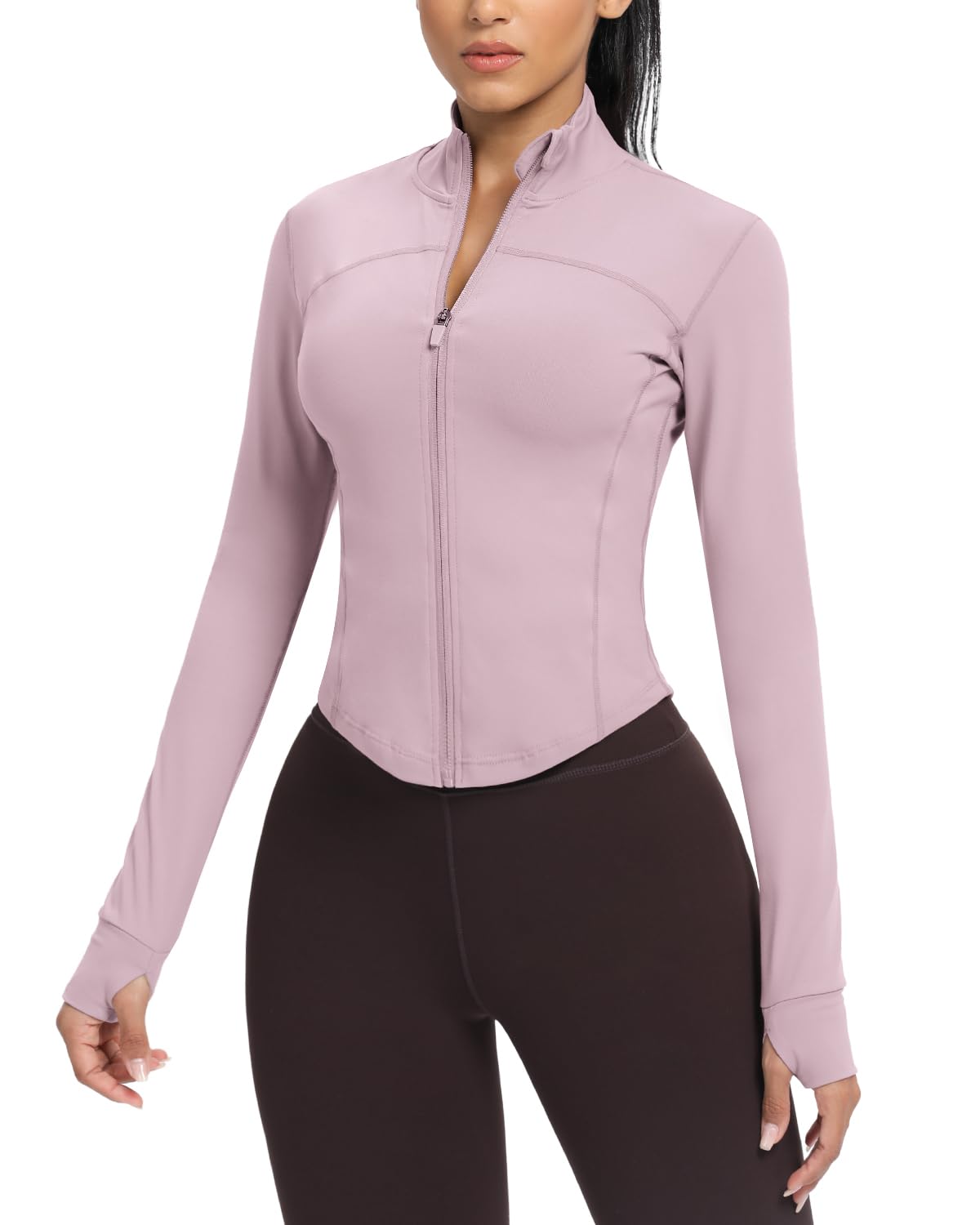AVGO Women's Cropped Running Workout Jackets Zip Slim Fit Athletic Tops