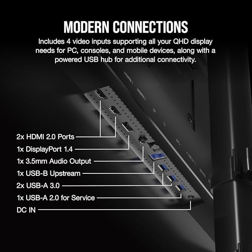 Image of Corsair XENEON 315QHD165 32-Inch QHD IPS Gaming Monitor - 2560 x 1440, 165Hz, 1ms, NVIDIA G-SYNC Compatible, AMD FreeSync Premium, HDR-Ready, DisplayPort 1.4, HDMI 2.0, USB 3.0 - Black