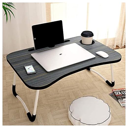 SOLIAM Each Study Table/Bed Table/Foldable and Portable Wooden/Writing Desk for Office/Home/School (Black)