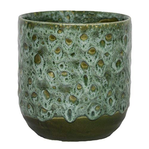 Ivyline Textured Glaze Plant Pot 13cm Dia Contemporary Glazed Plant Pot with Textured Crackle Design Indoor Planter Plant Pot Flower Pot for Cacti Succulents and Small House Plants Emerald