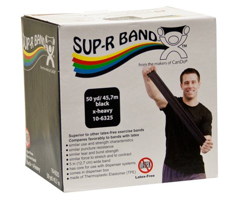 Sup-R Band Latex Free Exercise Band, Black, 50 Yard Roll/Box
