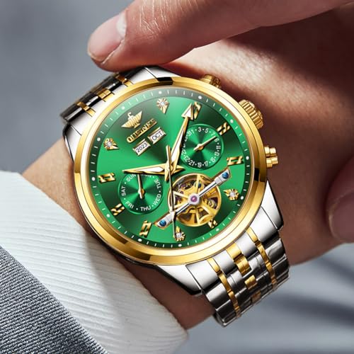 Image of OUPINKE Men Skeleton Watch Automatic Mechanical Luxury Dress Waterproof Sapphire Crystal Wrist Watches for Men