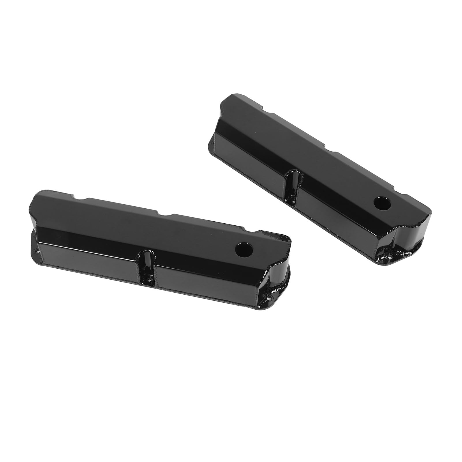 aqxreight Tapa de Válvula Alta DM 4413 BK Pernos Cortos Tapa de Válvula de Aluminio con Orificio de Ventilación para Motor V8 de Bloque Pequeño 289 302 351W 1962 1985 Negro