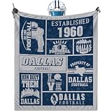 Dallas Throw Blanket, American Sport Team Color Blanket, Soft Flannel Gifts for Men Women Fan Rugby Lovers Merch for Sofa Bed Decor, 60X50 in