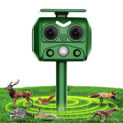 Repellente Gatti, Repellente per Animali, Ultrasonico Solare Alimentato Repellente per Uccelli Deterrente per Piccioni, Uccelli, Cani, Gatti, Topi, Volpi e Animali, 4 Modalità Regolabili
