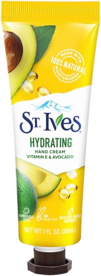 St. IvesHydrating Hand Cream with Vitamin E & Avocado| Organic Skin Renewing Lotion For Smooth & Supple Skin| Deeply Hydrates & Nourishes| Paraben-Free & Non-Greasy| Dermatologically Tested| 30gm